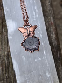 Image 2 of Electroformed Amethyst Stalactite mini butterfly necklace.