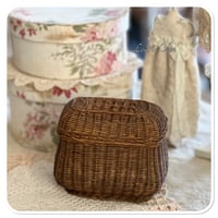 Image 8 of vintage french sewing basket with lace buttons and fabric samples