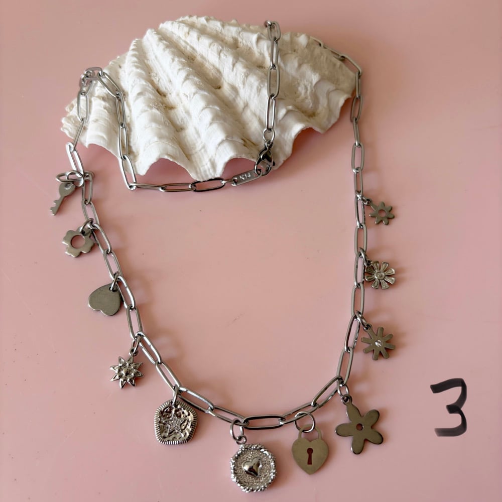 Image of Stainless Paperclip Charm Necklaces