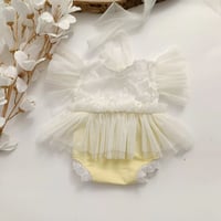 Image 1 of Newborn girls body-dress | Mila | yellow and ecru