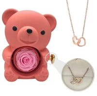 Eternal Rose Teddy Bear | Rosegold Necklace