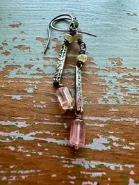 Image 1 of Balance charm earrings with opals and pink tourmaline