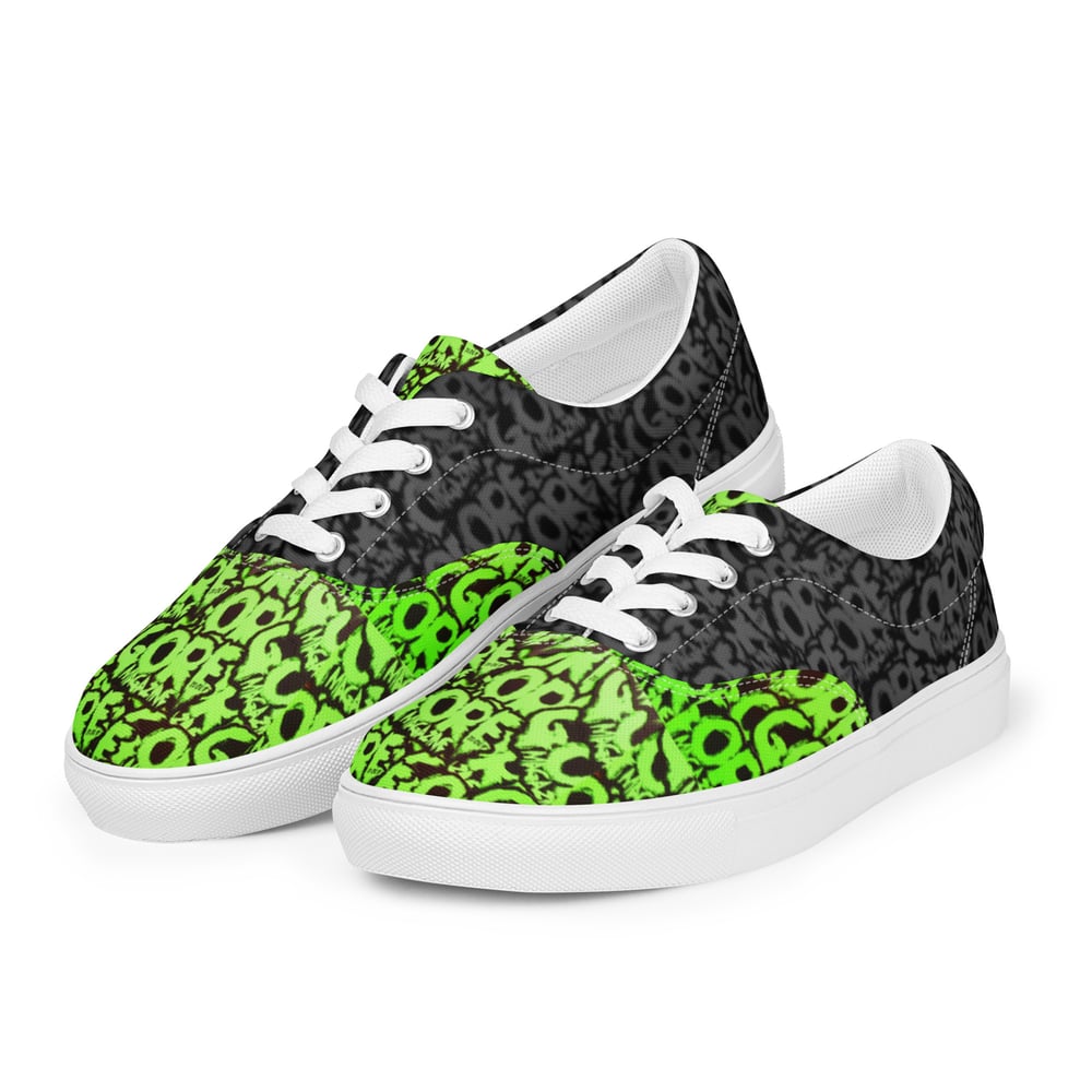 Image of Gore Noir Women’s lace-up canvas shoes Green Black