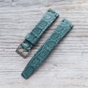 18mm Vintage Style Crocodile Strap In Cyan