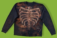 Image 1 of “MONSTERA RIBCAGE” CUSTOM BLEACH PAINTED PULLOVER SWEATER XL