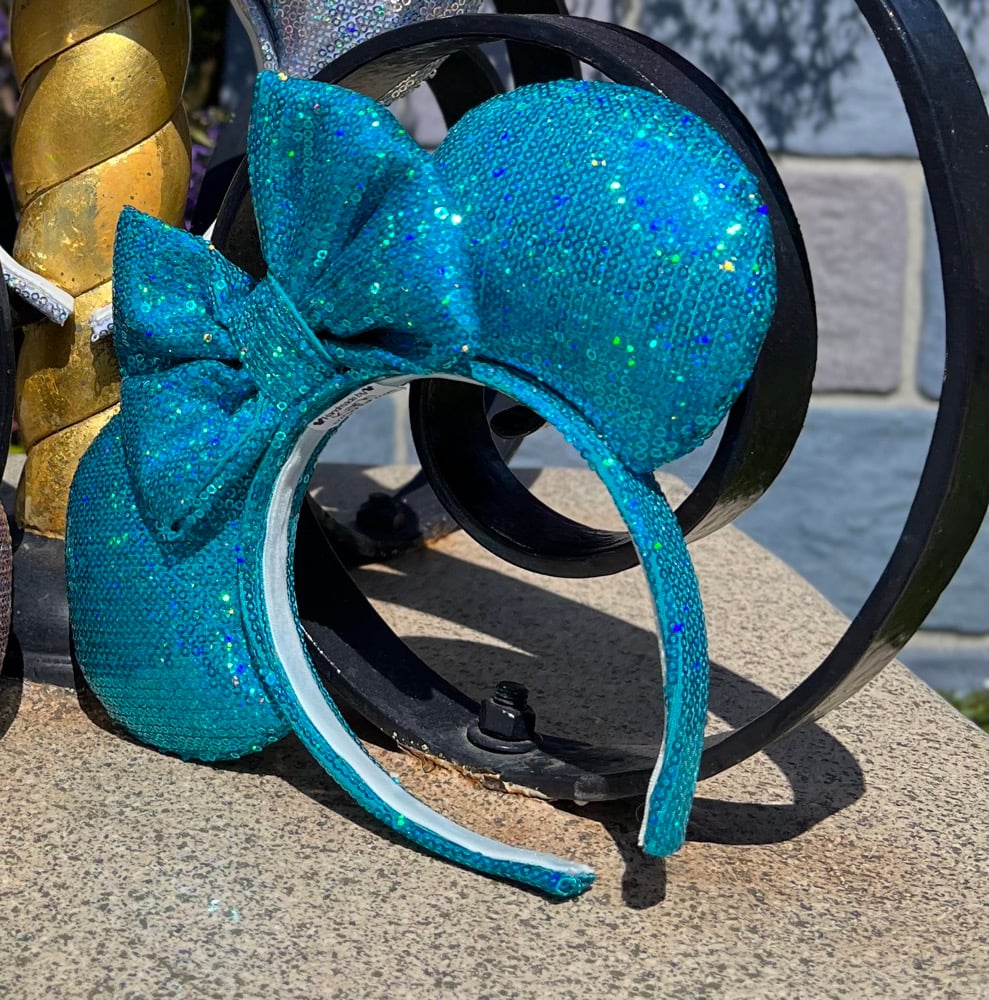 Image of Holographic Aqua Sequin Ears