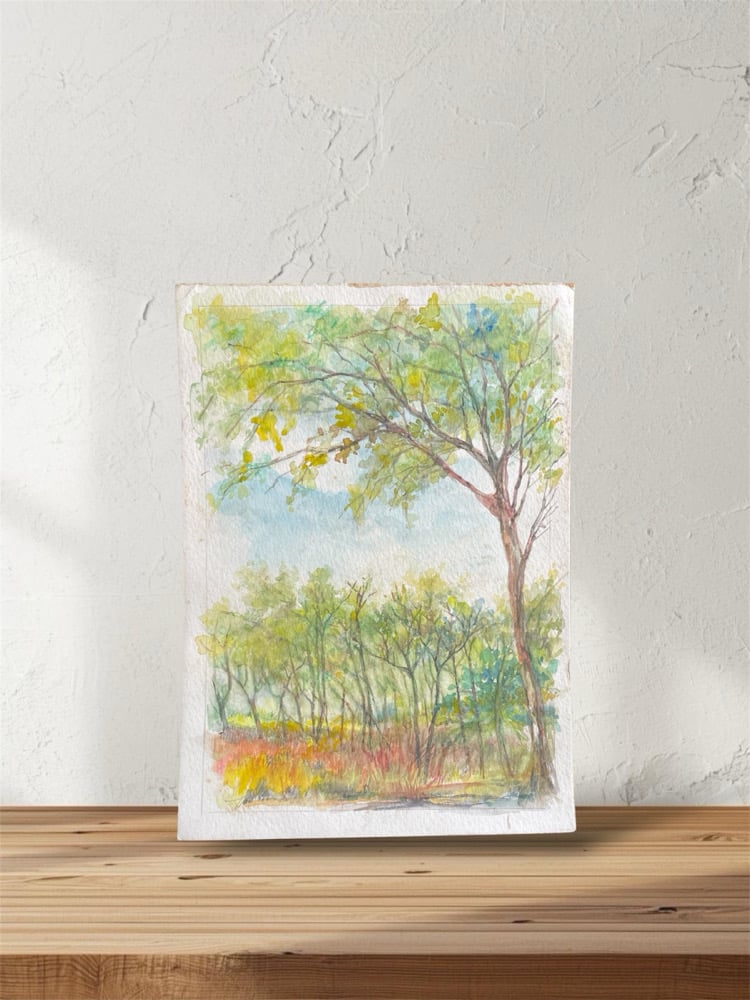 Image of VINTAGE DUTCH WATERCOLOR: LANDSCAPE #1