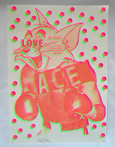 Image of Love Boxer. 2 colour studio print. 