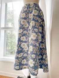 Image 2 of Vintage Linen Floral Skirt size Small 