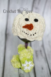 Image of Handspun snowman with green scarf set 