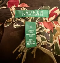 Image 10 of Vintage Ralph Lauren Brown Sheer Georgette Floral Ruffle Top -Size M - NWT