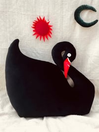 Image 3 of Swan Cushion in Black velvet