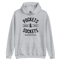 Image 3 of "POCKETS & SOCKETS" - Since 1975 Light Unisex Hoodie / Black Text (see color options)