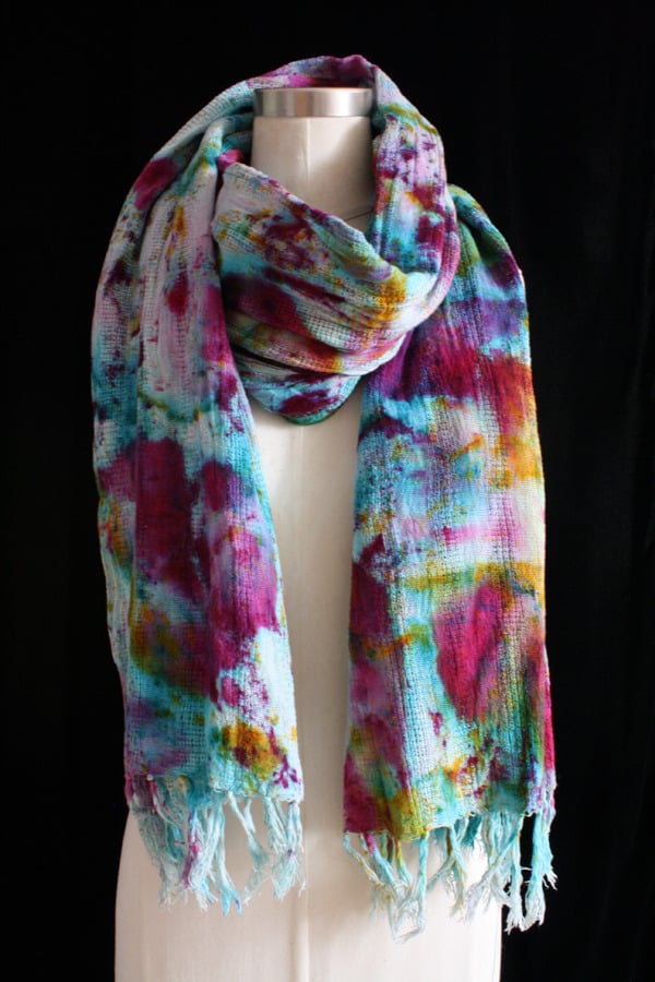 Image of Handwoven Scarf, Seafoam "Sickle Spectrum" Pattern