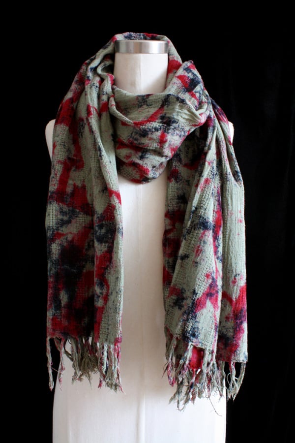 Image of Handwoven Scarf, Sage "Magmatic Earthquake" Pattern