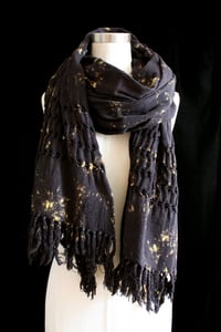 Image of Handwoven Scarf, Black "Fire Fly" Pattern