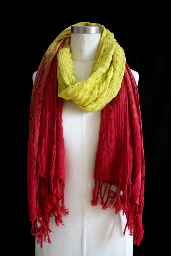 Image of Handwoven Scarf, Chartreuse "Ombre" Pattern