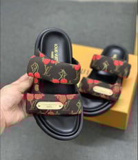 Image 2 of CHERRY BROWN PUFF SANDALS