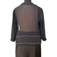 Image 3 of Vintage 1980s Black Sheer Silk Cropped 3/4 Sleeve Top - Size 6 