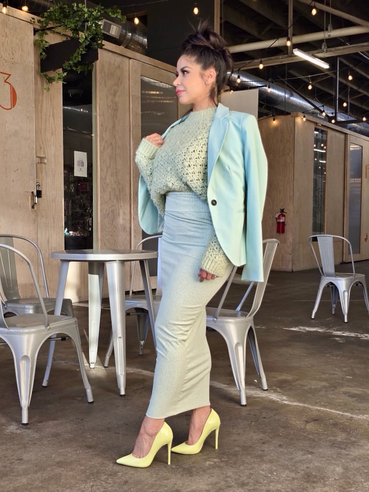 Image of Green Pastel Ribbed 