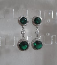 Image 1 of Kate Middleton Princess of Wales Inspired Replikate Round Double Drop Emerald Green Earrings 