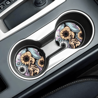 Image 2 of Tattoo Sunflower Girl Car Coasters - 2 pack