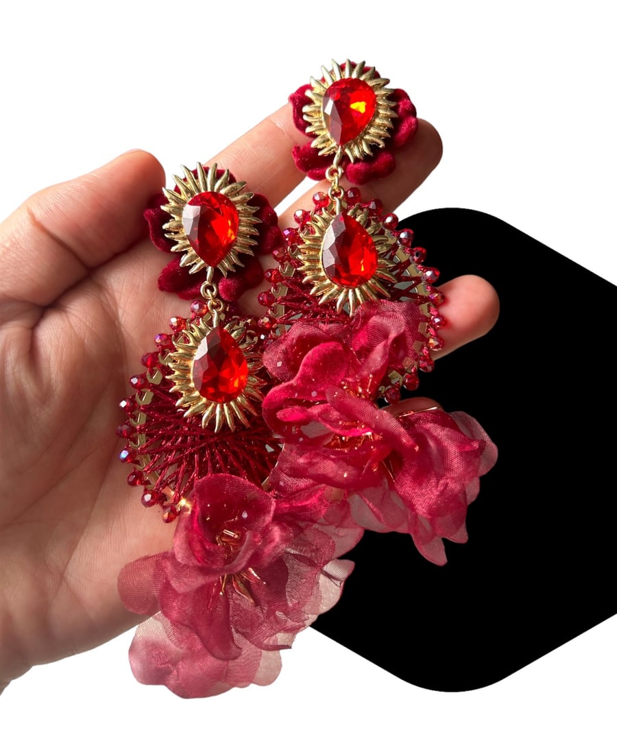 Image of Red Drop earrings