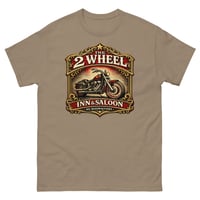 Image 5 of  Two Wheels Saloon Unisex T-Shirt | Biker Bar Graphic Tee | Motorcycle Rider Western Shirt