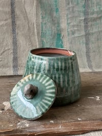 Image 3 of Tea caddy - green stripes