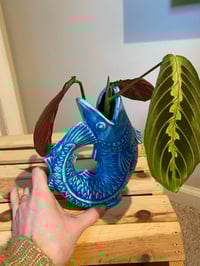 Image 2 of Prayer Plant in Handmade Blue Fish