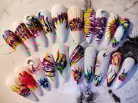 Image 1 of Tye-Dye Long Stiletto Press on Nails 