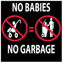 Image of 5 Pack of No Babies No Garbage Stickers