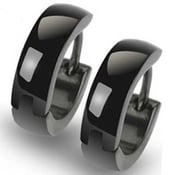 Image of Huggie Polished Black Stainless Steel Earrings
