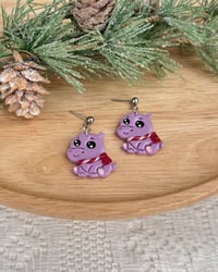 Image 4 of Purple Hippo Earrings | Christmas Hippopotamus