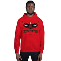 Image 1 of BOSSFITTED Red and Black 4 Logo Unisex Hoodie