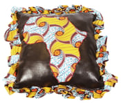 Image of 3 Leather Ankara Print Pillows