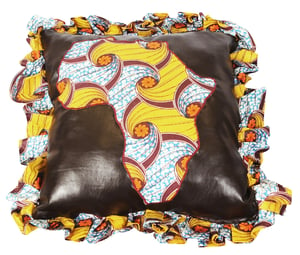 Image of 3 Leather Ankara Print Pillows