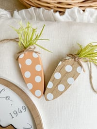 Image 1 of SALE! Wooden Dottie Carrot Hangers ( Set of 2 )