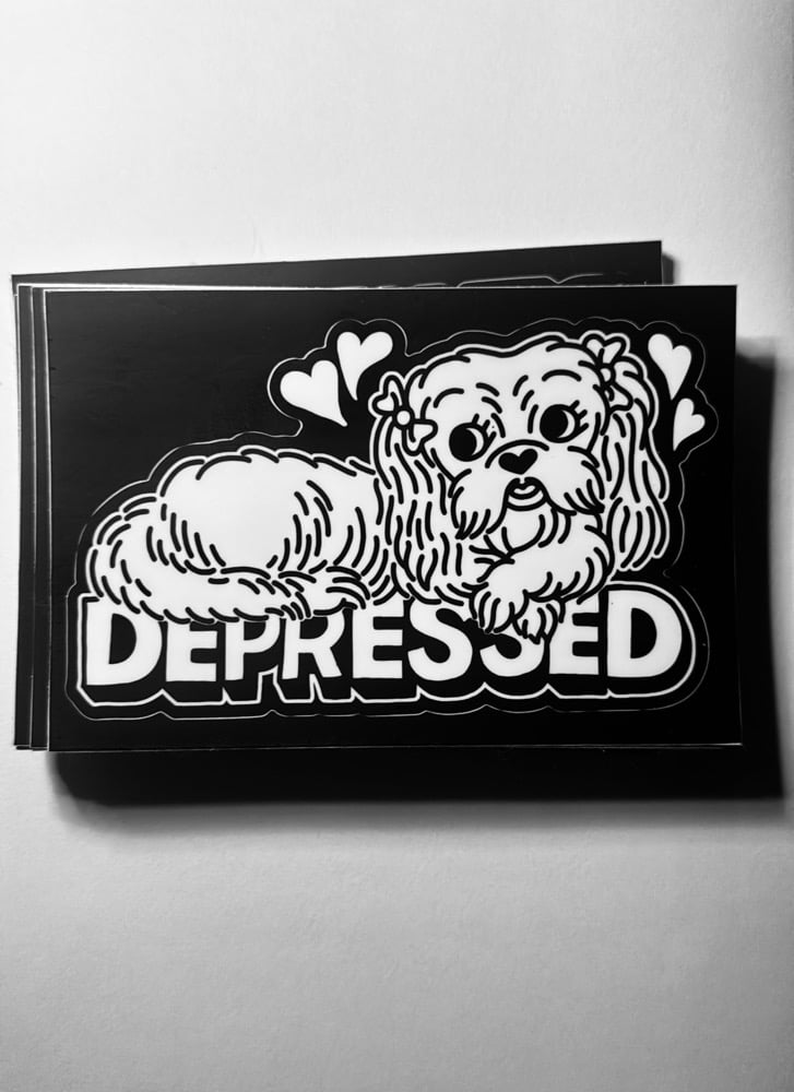 Image of Depressed dog 6x4”  sticker