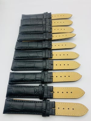 Image of LOTS OF 5 & 10 X CROC  STYLE OMEGA LEATHER GENTS WATCH STRAPS,20mm,BLACK,BROWN,WITHOUT BUCKLES.