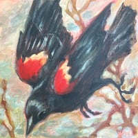 Image 2 of red winged blackbird original painting 