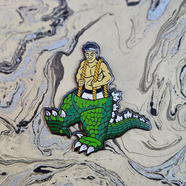 Godzilla Lapel Pin - Man in Suit
