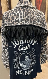 Image 1 of Handmade Leopard Print Fringe Jacket Johnny Cash