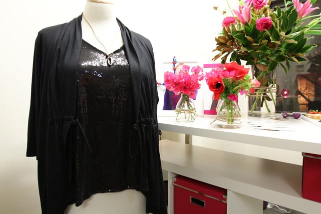 Image of Plus size black stretch sequin singlet