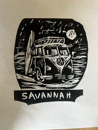 Image 1 of Savannah tourism  16x16  block print
