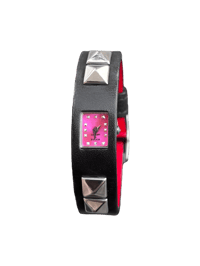 Image 1 of Cabane de Zucca Studded Black Leather Watch