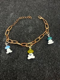 Image 2 of Mix color glass mushroom charm bracelet 