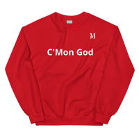 Image 5 of MamaFe White Font "C'Mon God" Long Sleeve Unisex Sweatshirt