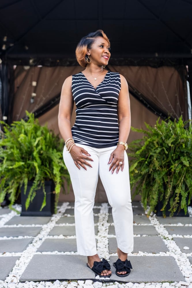 Image of Striped Sleeveless Top