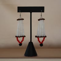 Image 1 of 1 Tier Dentalium Earrings (Red) 